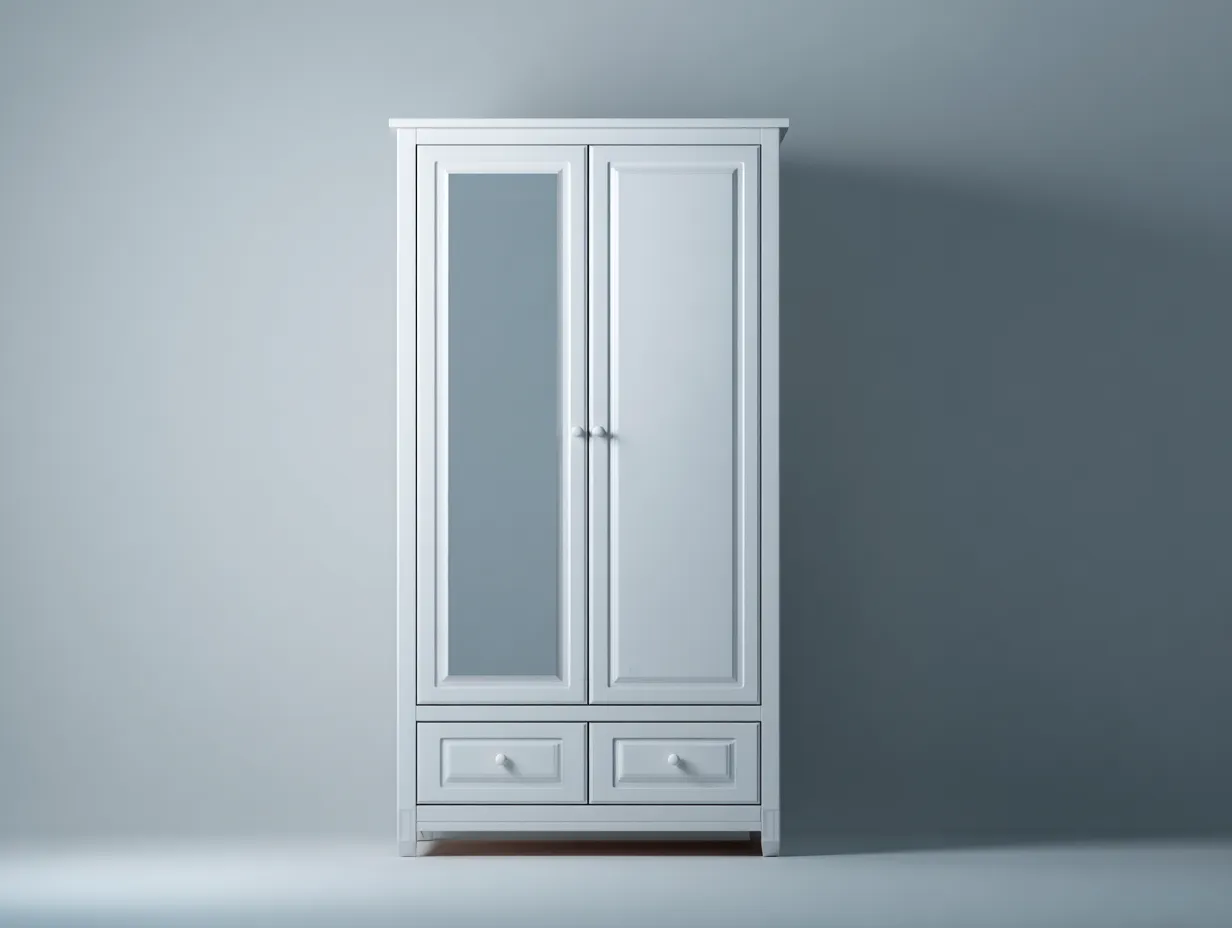 Armadio a 2 ante-legno-90x55x200 cm-bianco-design moderno-Oakgethut