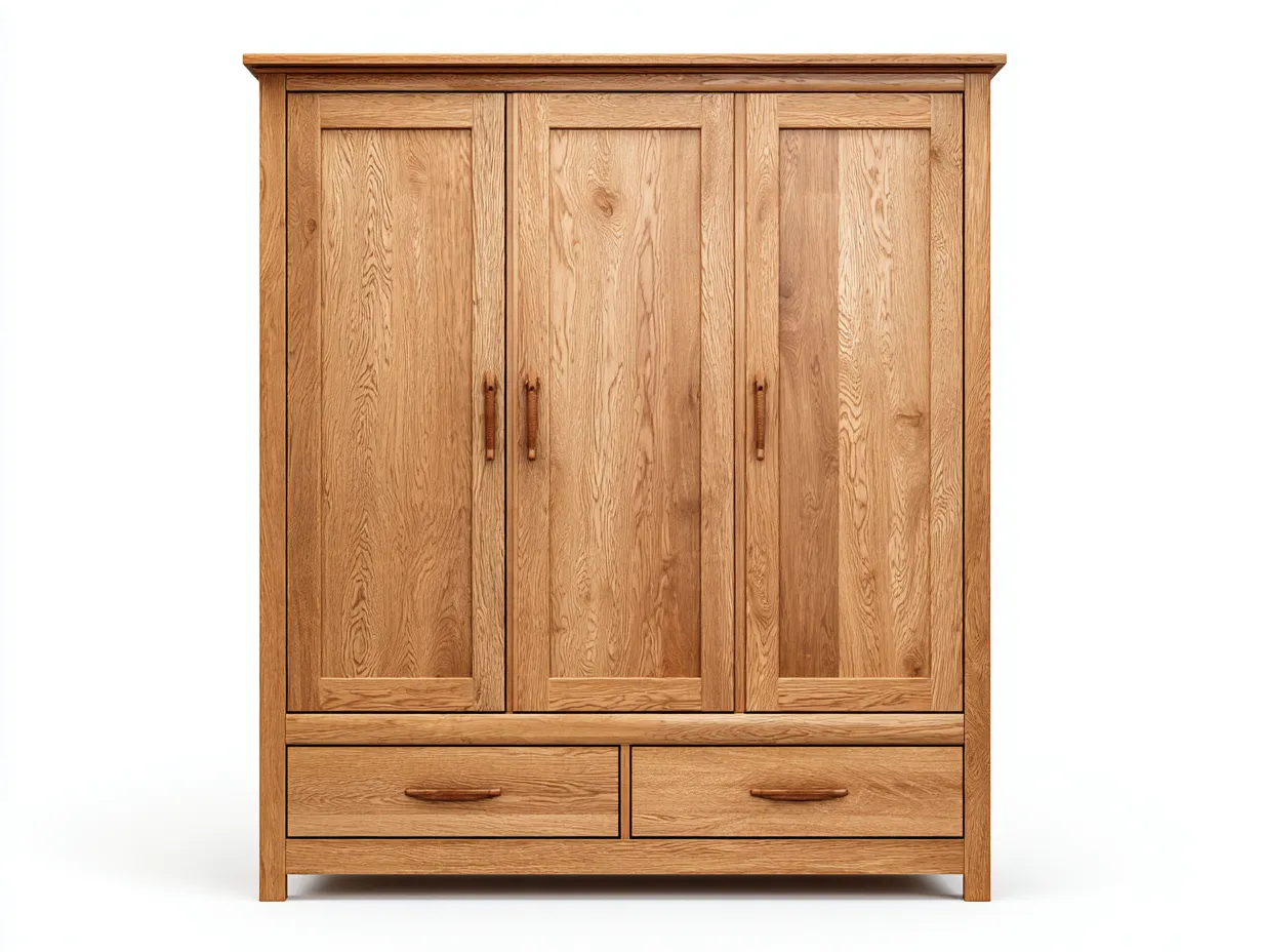 Armadio a 3 ante-Legno massello-160x59x204 cm-Rovere naturale-Stile contemporaneo-Oakgethut