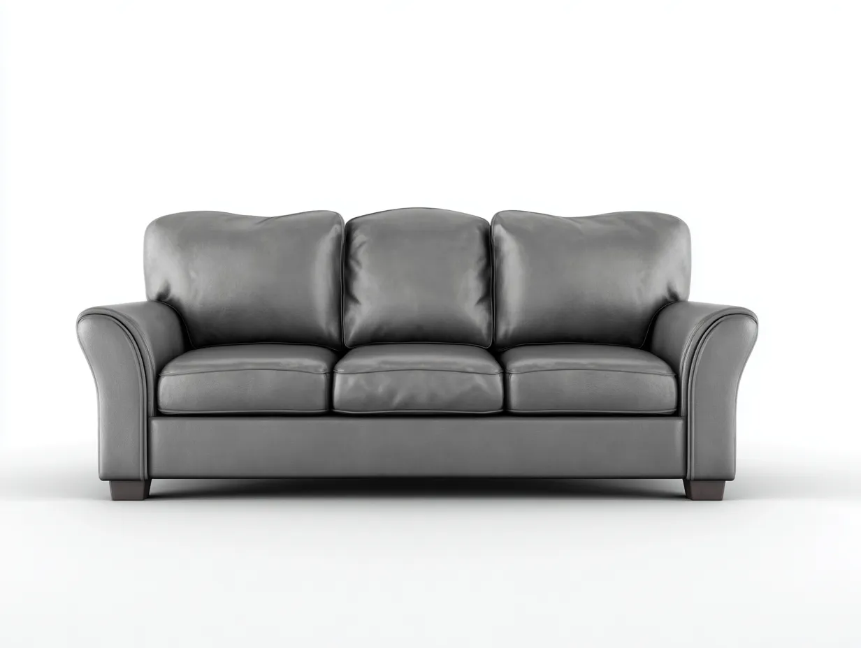 Divani a 3 posti - Pelle - 218x96x82 cm - Grigio - Stile classico moderno-Oakgethut