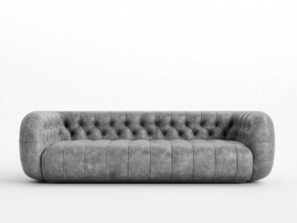 Divani a 3 posti - Pelle - 232x94x74 cm - Grigio - Stile moderno-Oakgethut