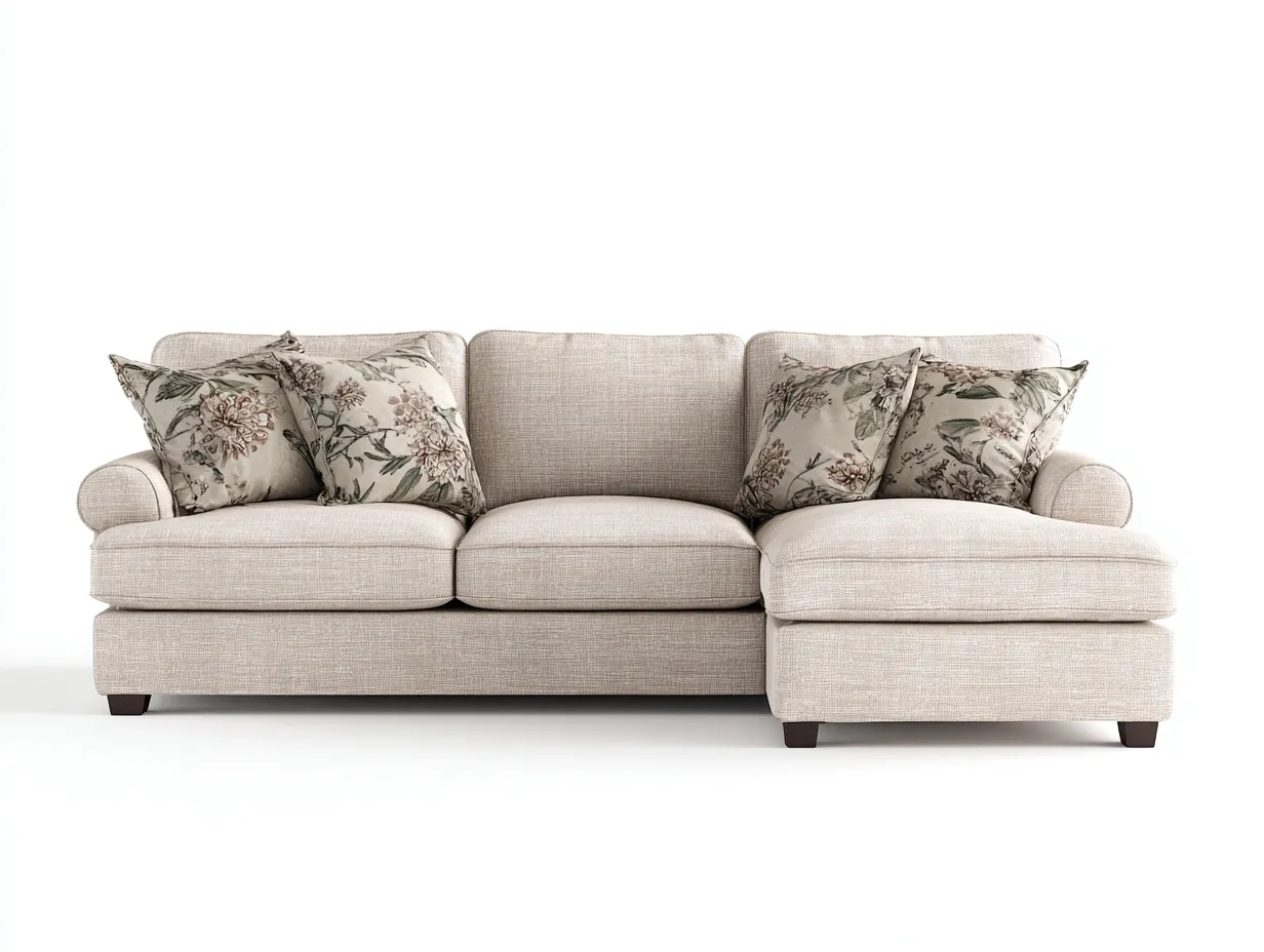 Divano angolare-tessuto-260x165x84 cm-beige-stile classico-Oakgethut