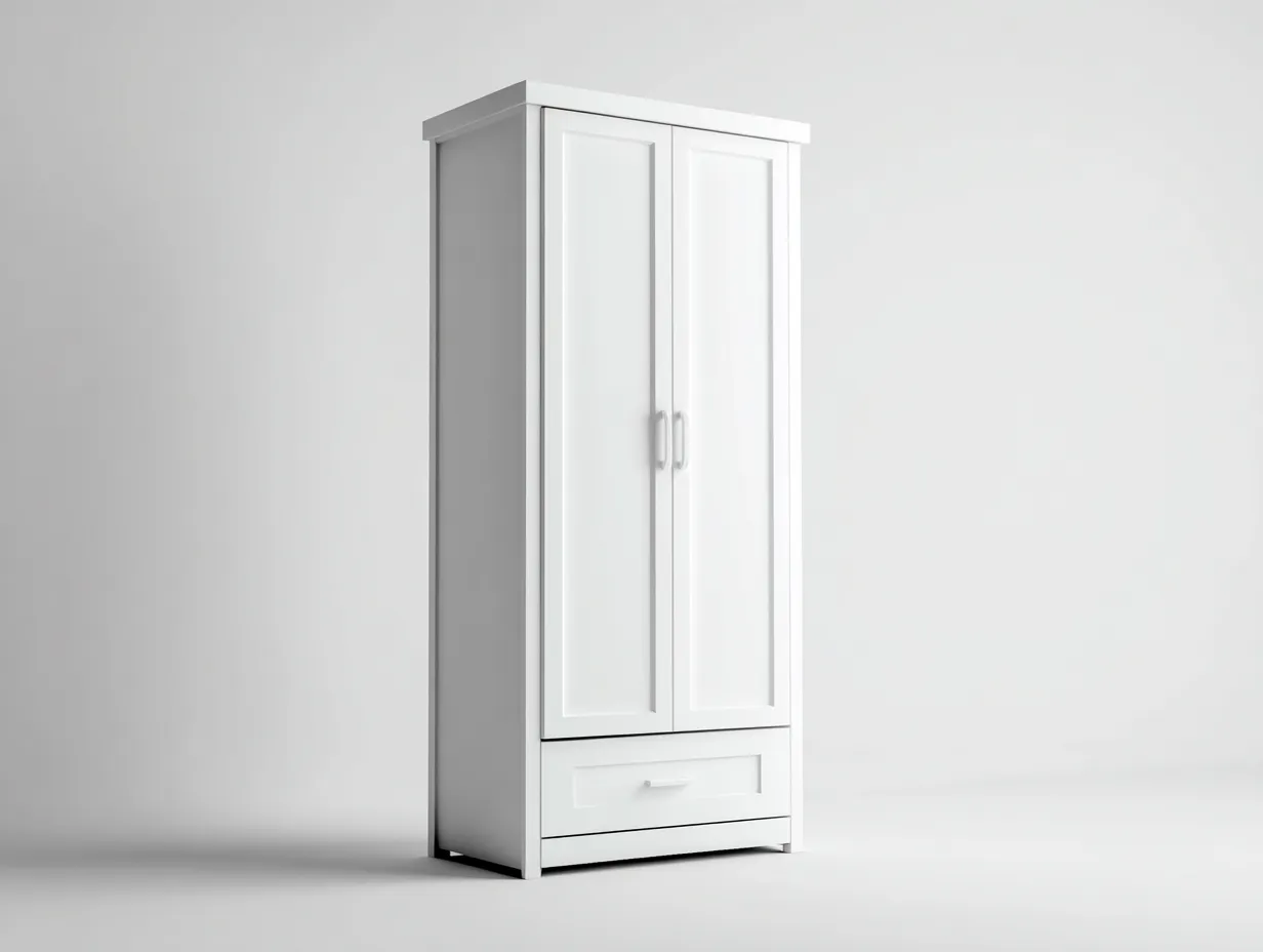 Armadio a 2 ante-legno-88x54x195 cm-bianco-stile moderno-Oakgethut