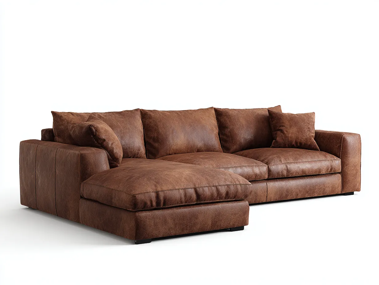 Divano angolare-pelle-270x165x80 cm-marrone-stile moderno-Oakgethut