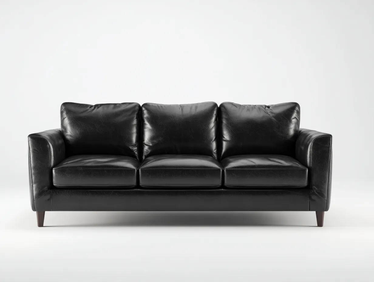 Divani a 3 posti - Pelle - 222x94x80 cm - Nero - Stile moderno-Oakgethut