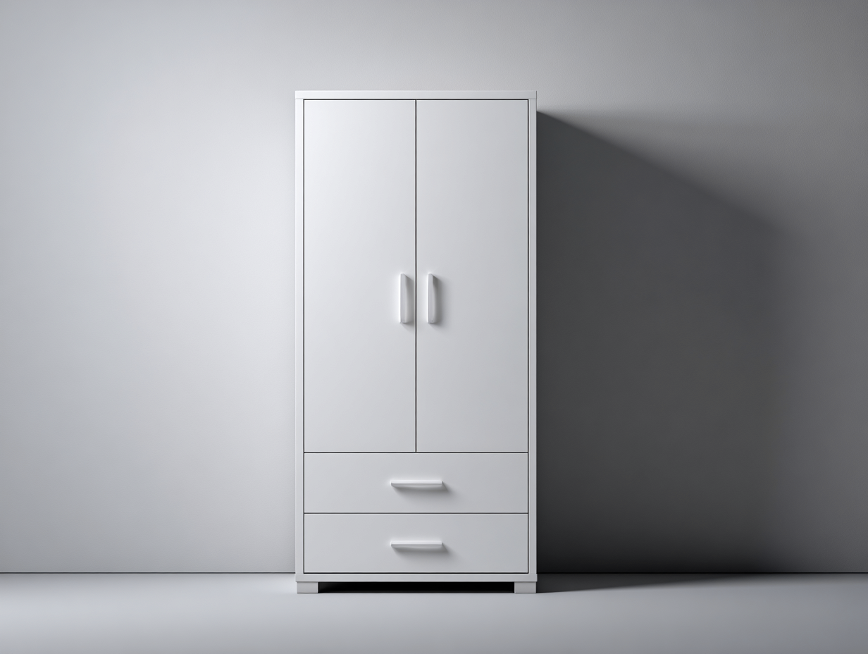 Armarios 2 puertas de madera 80x52x180 cm - blanco - para dormitorio - diseño moderno-Homigoio