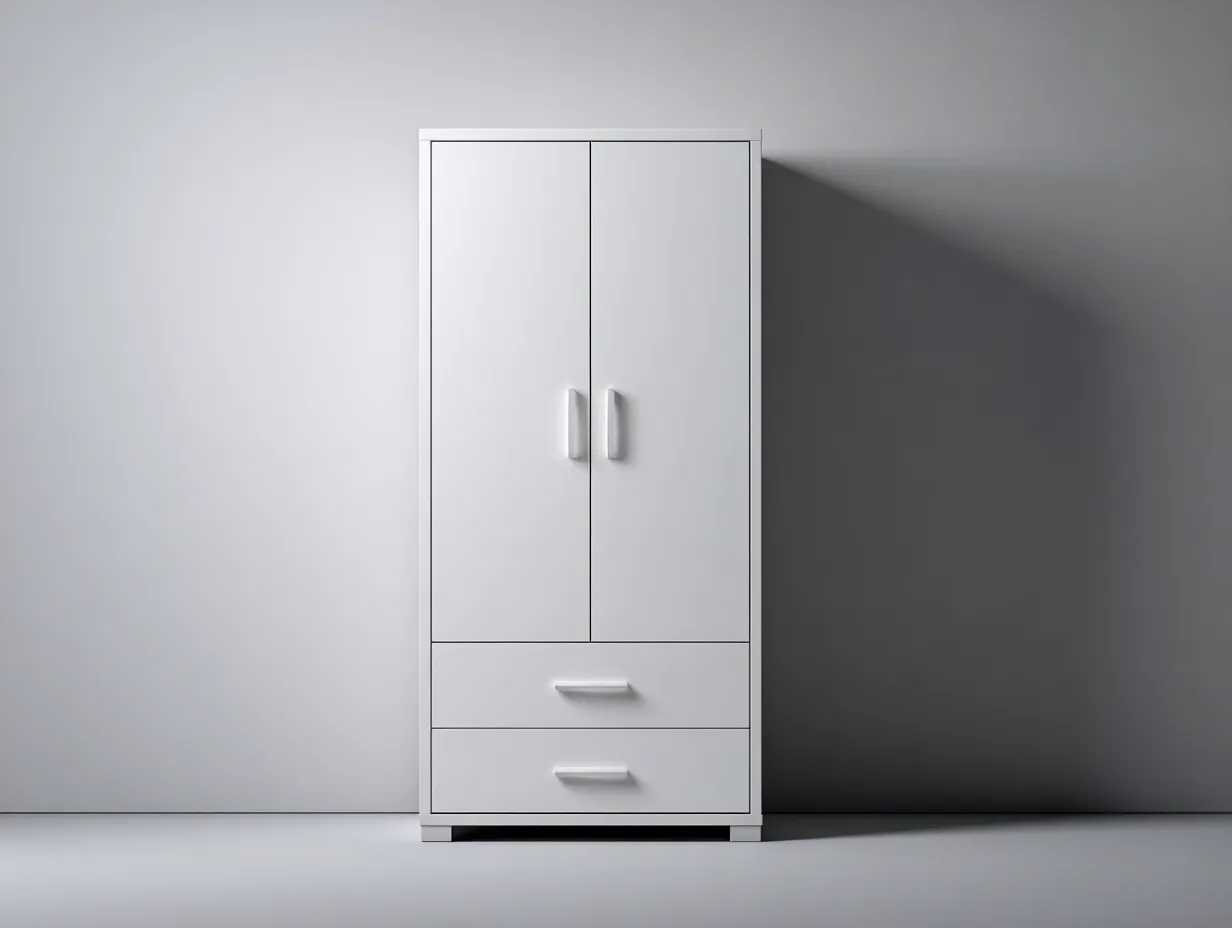 Armarios 2 puertas de madera 80x52x180 cm - blanco - para dormitorio - diseño moderno-Homigoio