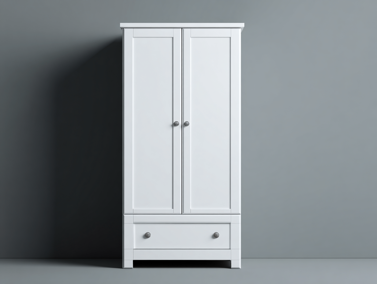 Armarios 2 puertas de madera 90x50x190 cm - blanco - para dormitorio - estilo clásico-Homigoio