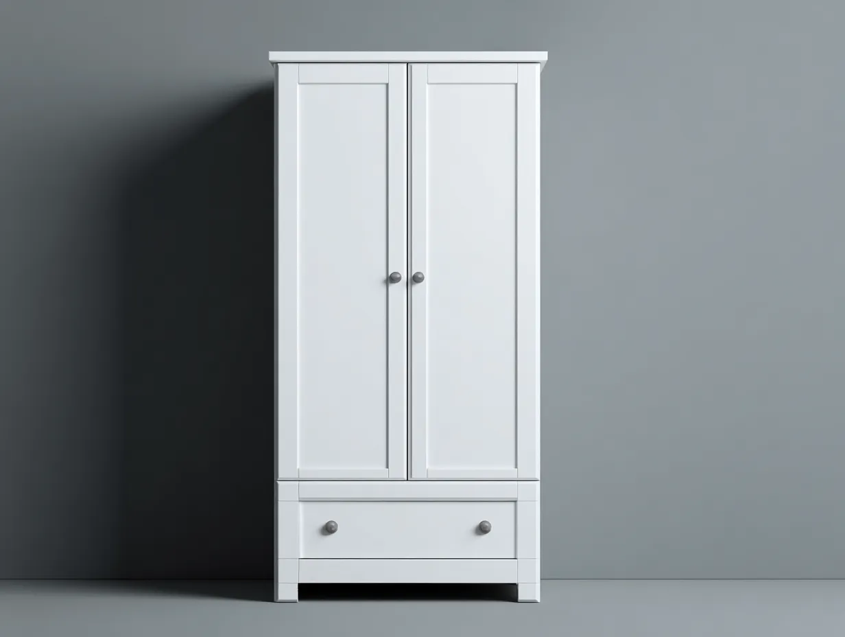 Armarios 2 puertas de madera 90x50x190 cm - blanco - para dormitorio - estilo clásico-Homigoio