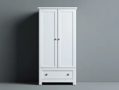 Armarios 2 puertas de madera 90x50x190 cm - blanco - para dormitorio - estilo clásico-Homigoio