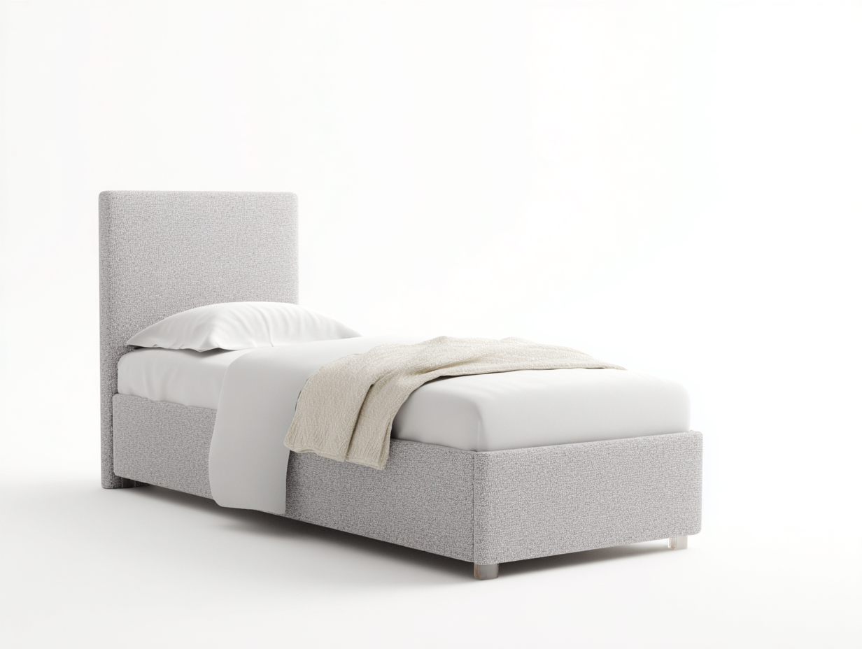 Camas individuales tapizadas de tejido 200x90x95 cm - gris claro - para dormitorio - diseño moderno-Homigoio