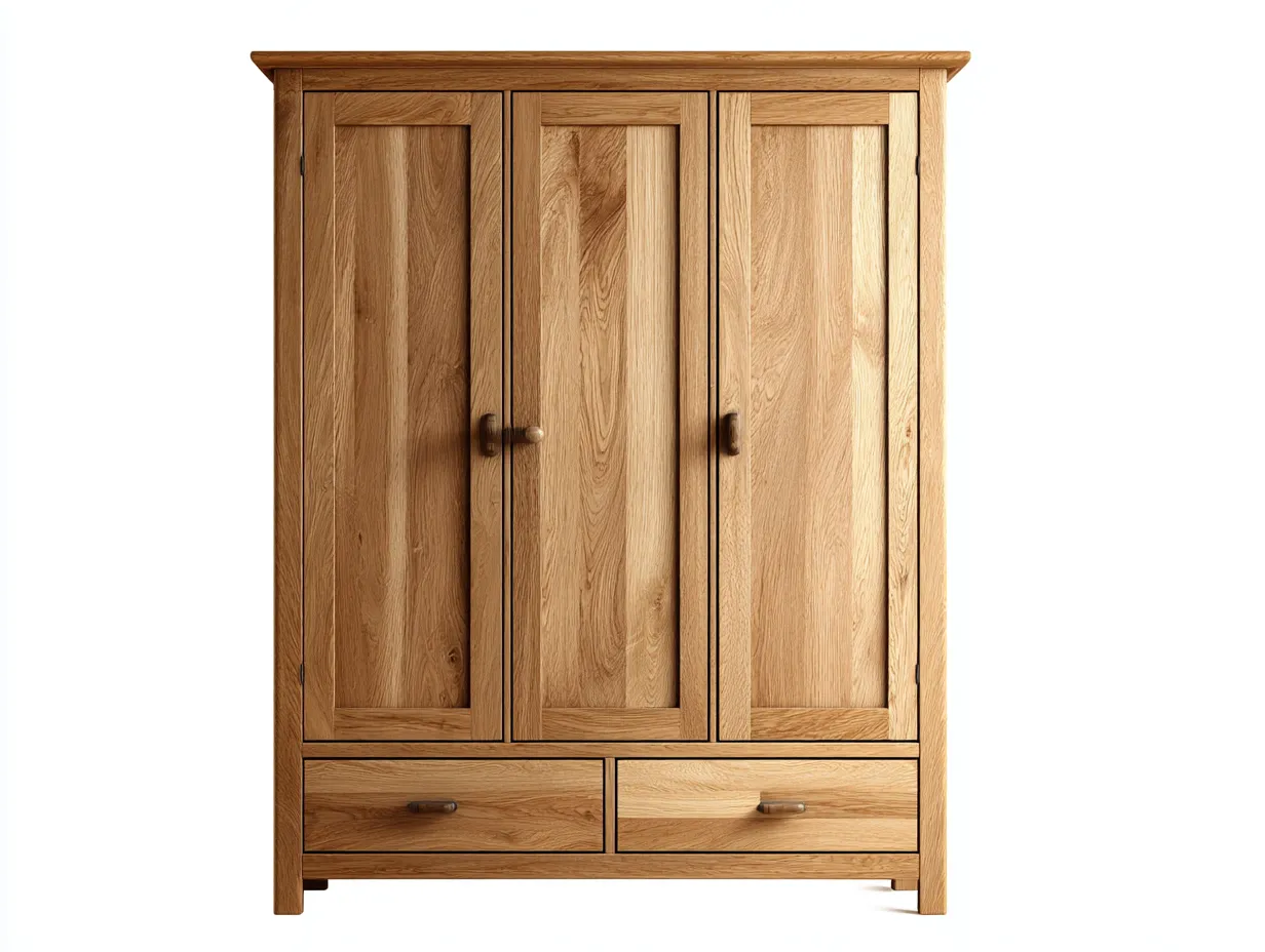 Armarios de tres puertas de madera maciza 170x55x195 cm - natural - para dormitorio - estilo clásico-Homigoio