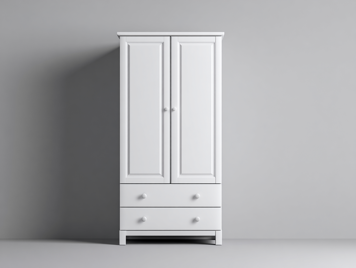 Armarios 2 puertas de madera 90x50x190 cm - blanco - para dormitorio - estilo clásico-Homigoio