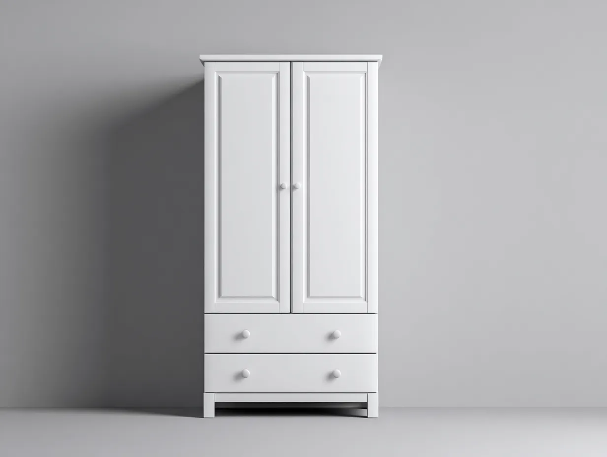 Armarios 2 puertas de madera 90x50x190 cm - blanco - para dormitorio - estilo clásico-Homigoio