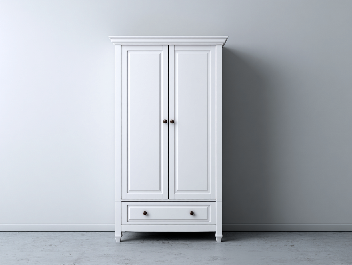 Armarios 2 puertas de madera 85x50x185 cm - blanco - para dormitorio - estilo clásico-Homigoio