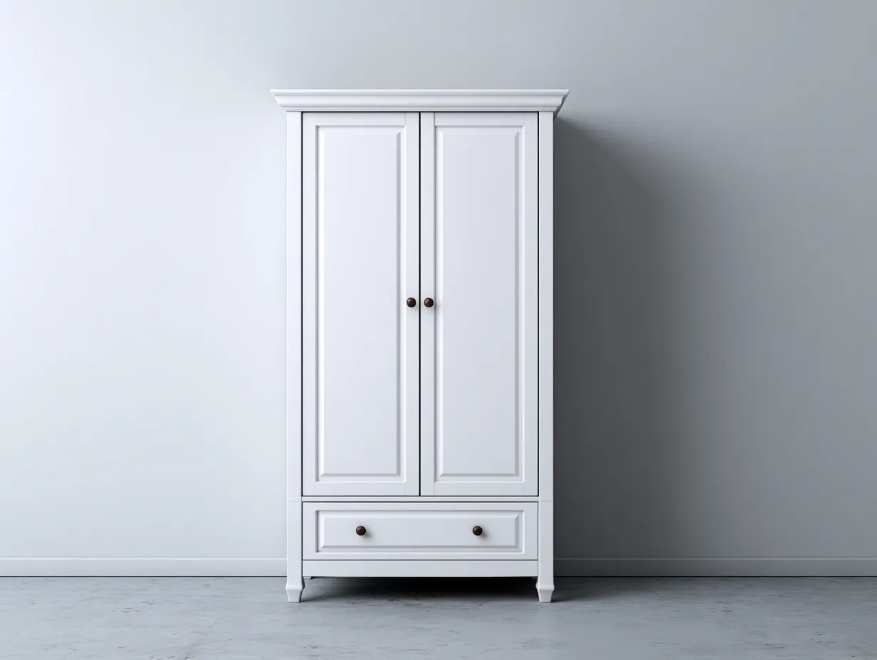 Armarios 2 puertas de madera 85x50x185 cm - blanco - para dormitorio - estilo clásico-Homigoio
