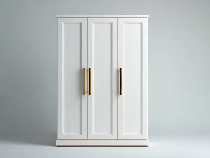 Armarios de tres puertas de madera 150x55x195 cm - blanco - dorado - para dormitorio - estilo clásico elegante-Homigoio