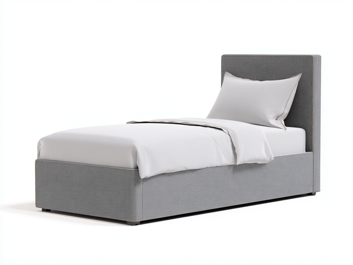 Camas individuales tapizadas de tejido 200x90x90 cm - gris claro - para dormitorio - diseño moderno-Homigoio