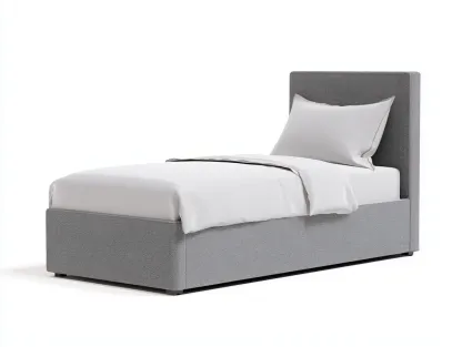 Camas individuales tapizadas de tejido 200x90x90 cm - gris claro - para dormitorio - diseño moderno-Homigoio