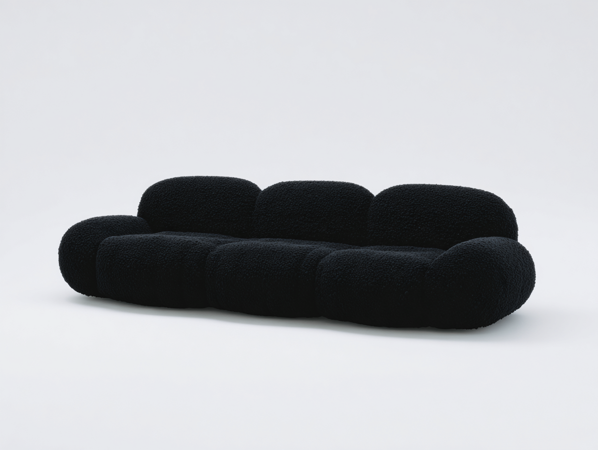 Sofás modulares tapizados en tejido bouclé 310x115x68 cm - negro - para salón - diseño contemporáneo-Pinemyyard