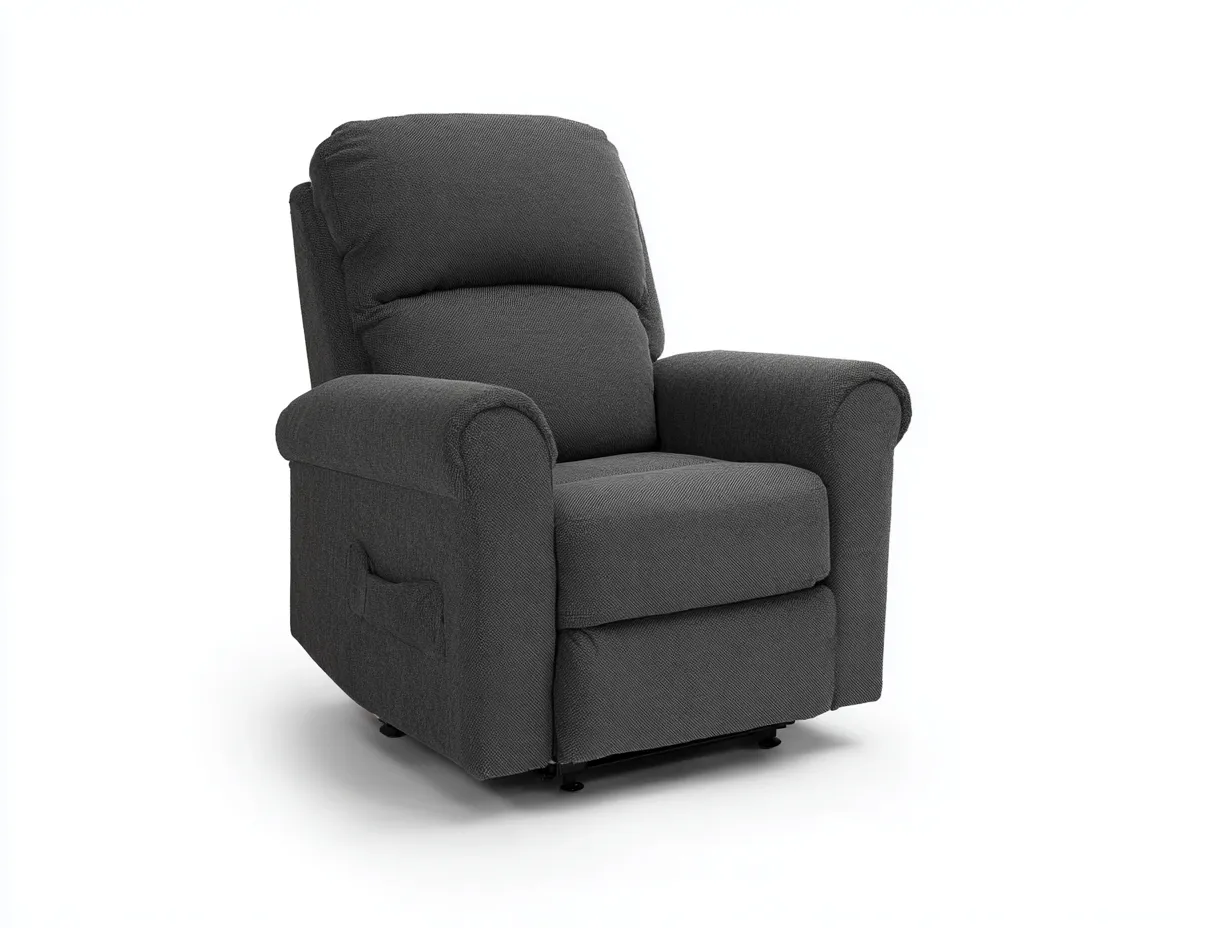 Sillón reclinable con reposabrazos de tejido acolchado 95x94x111 cm - gris oscuro - diseño cómodo-Pinemyyard