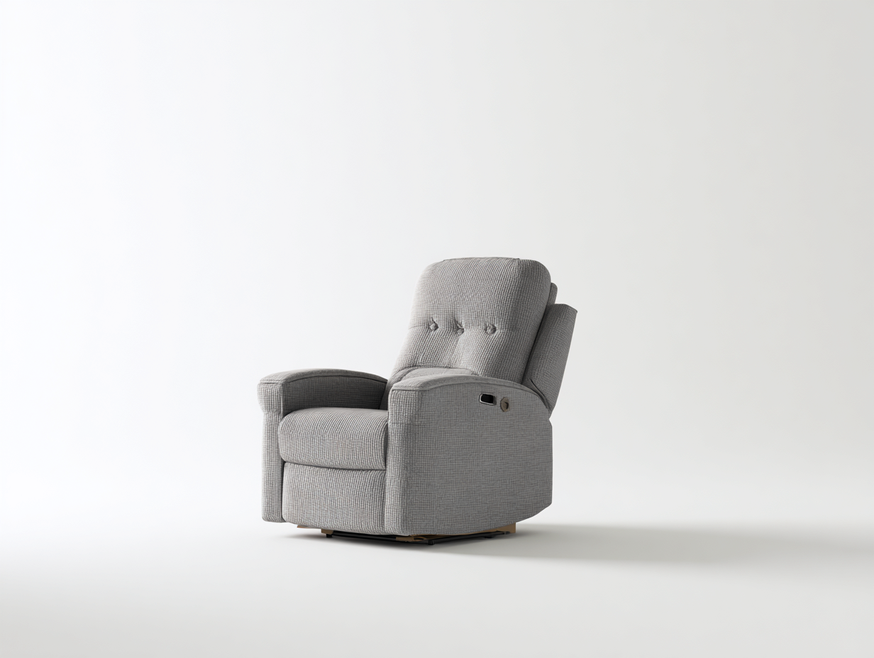 Sillón reclinable con reposabrazos de tejido acolchado 98x95x112 cm - gris - diseño funcional-Pinemyyard