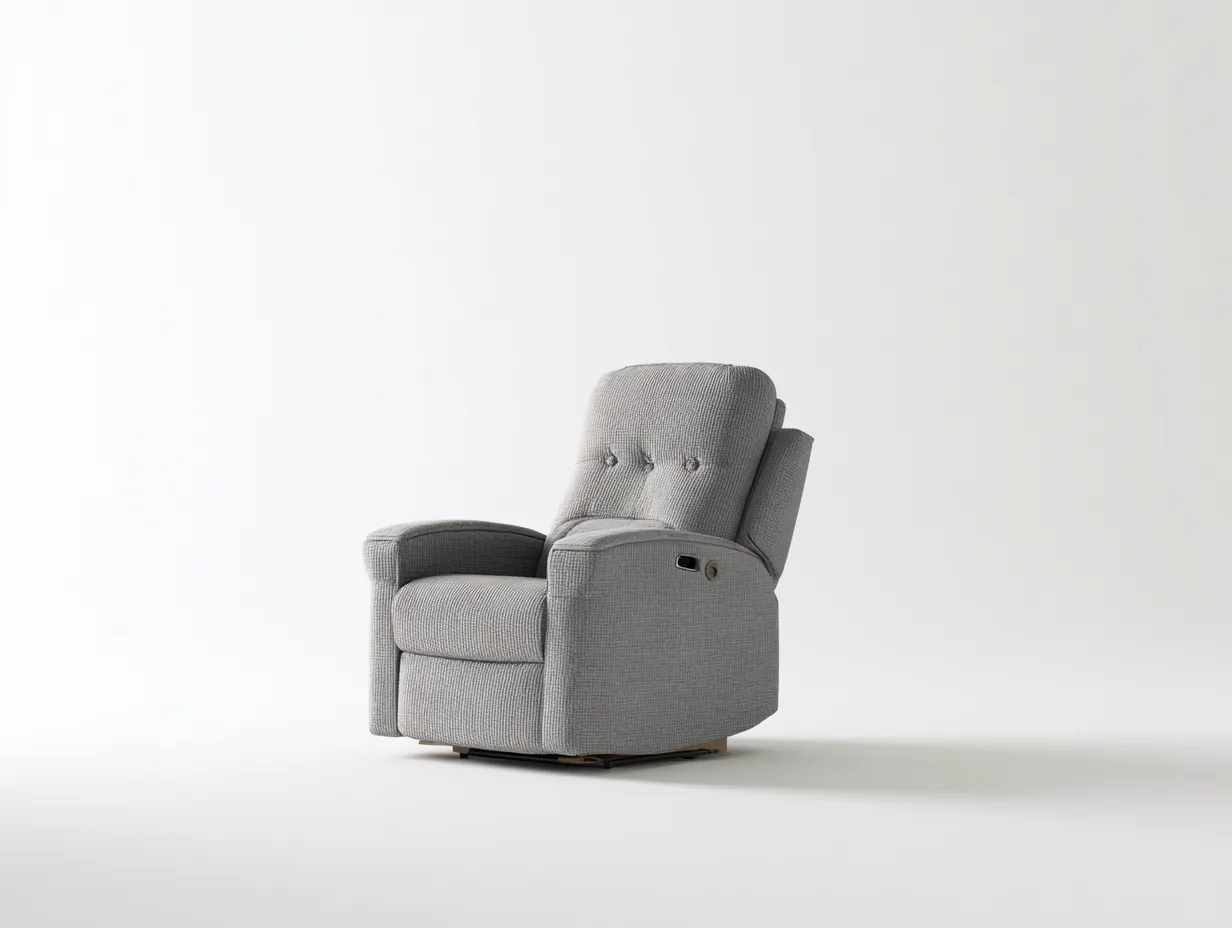 Sillón reclinable con reposabrazos de tejido acolchado 98x95x112 cm - gris - diseño funcional-Pinemyyard