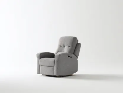 Sillón reclinable con reposabrazos de tejido acolchado 98x95x112 cm - gris - diseño funcional-Pinemyyard