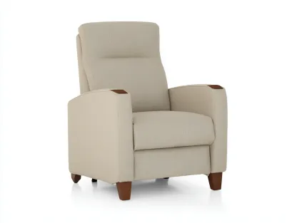 Sillón reclinable con reposabrazos de tejido acolchado 96x90x104 cm - beige - diseño clásico-Pinemyyard