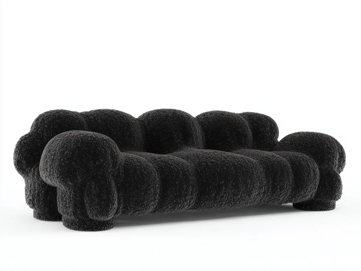 Sofás modulares tapizados en tejido bouclé 320x120x75 cm - negro - para salón - diseño contemporáneo-Pinemyyard