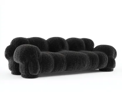 Sofás modulares tapizados en tejido bouclé 320x120x75 cm - negro - para salón - diseño contemporáneo-Pinemyyard