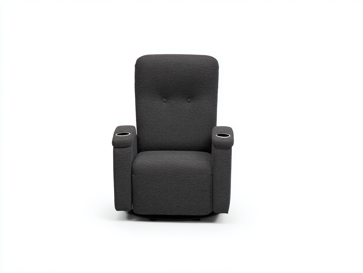 Sillón reclinable con reposabrazos y portavasos de tejido acolchado 98x96x114 cm - gris oscuro - estilo funcional-Pinemyyard