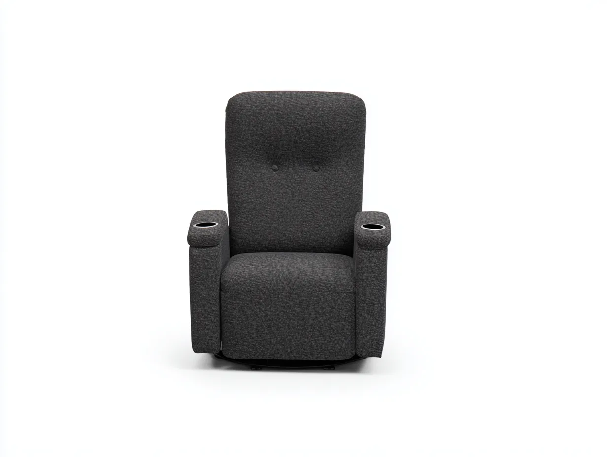 Sillón reclinable con reposabrazos y portavasos de tejido acolchado 98x96x114 cm - gris oscuro - estilo funcional-Pinemyyard