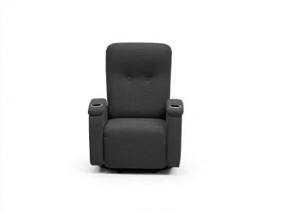 Sillón reclinable con reposabrazos y portavasos de tejido acolchado 98x96x114 cm - gris oscuro - estilo funcional-Pinemyyard