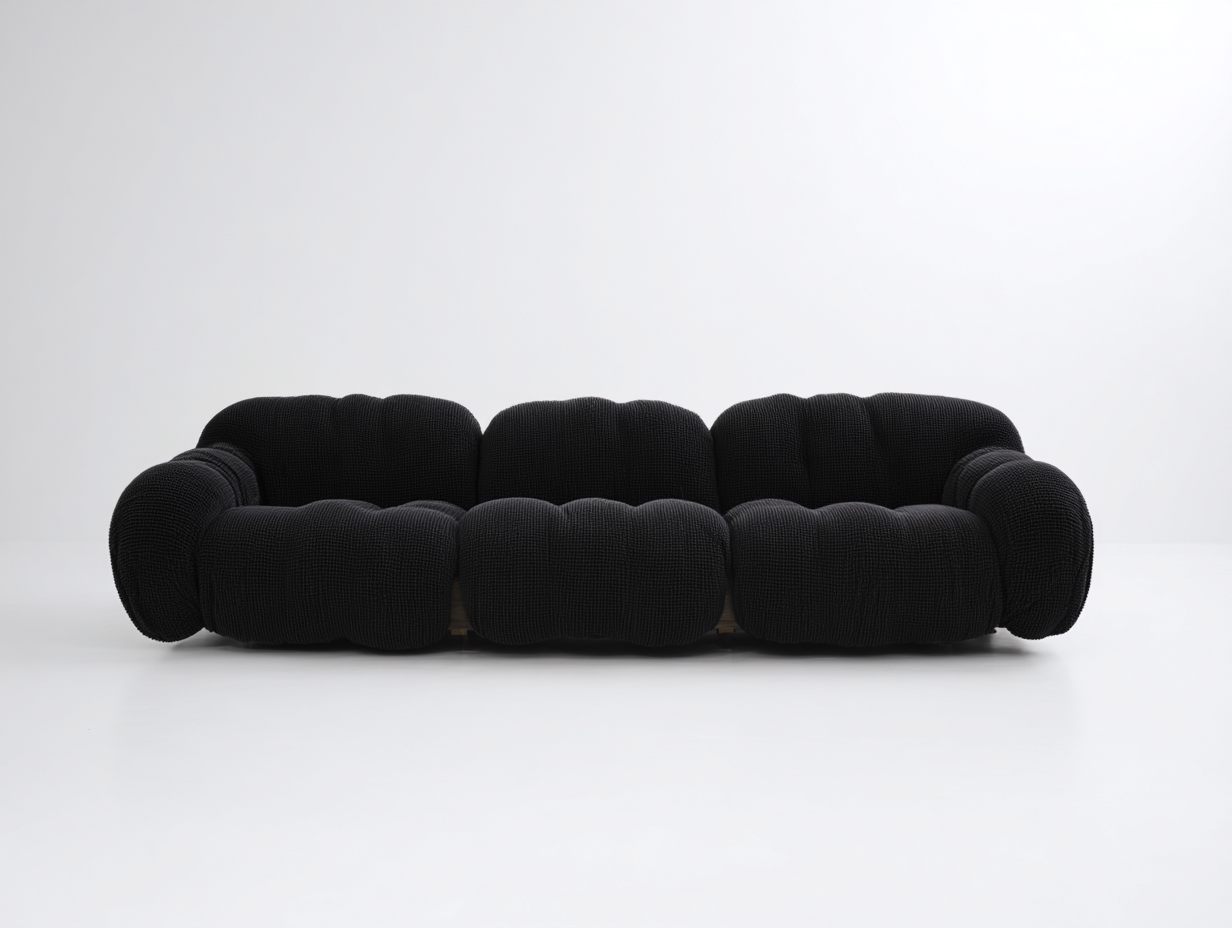 Sofás modulares tapizados en tejido bouclé 280x115x68 cm - negro - para salón - diseño contemporáneo-Pinemyyard
