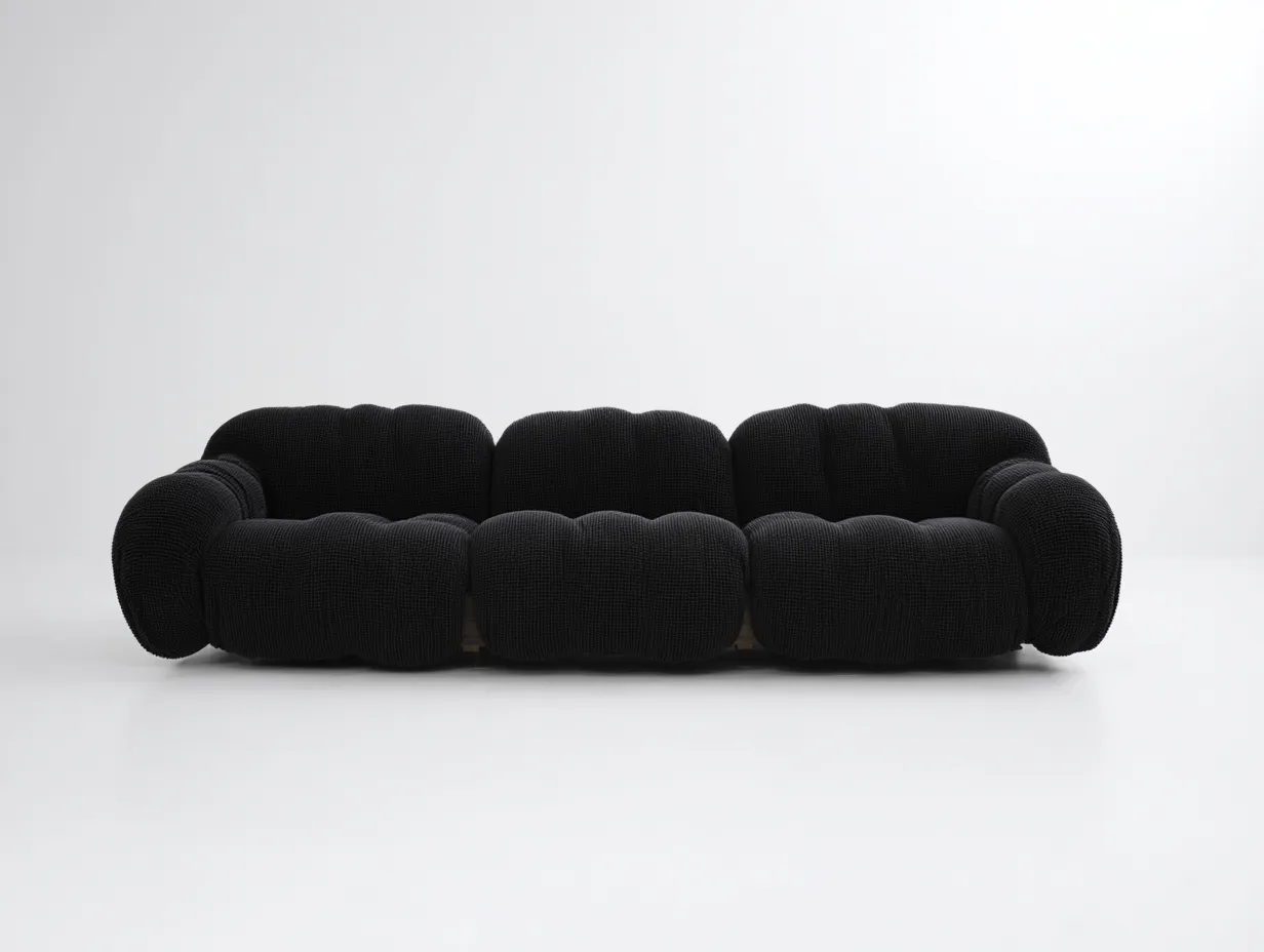 Sofás modulares tapizados en tejido bouclé 280x115x68 cm - negro - para salón - diseño contemporáneo-Pinemyyard