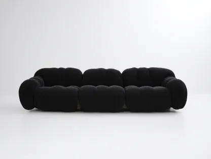 Sofás modulares tapizados en tejido bouclé 280x115x68 cm - negro - para salón - diseño contemporáneo-Pinemyyard
