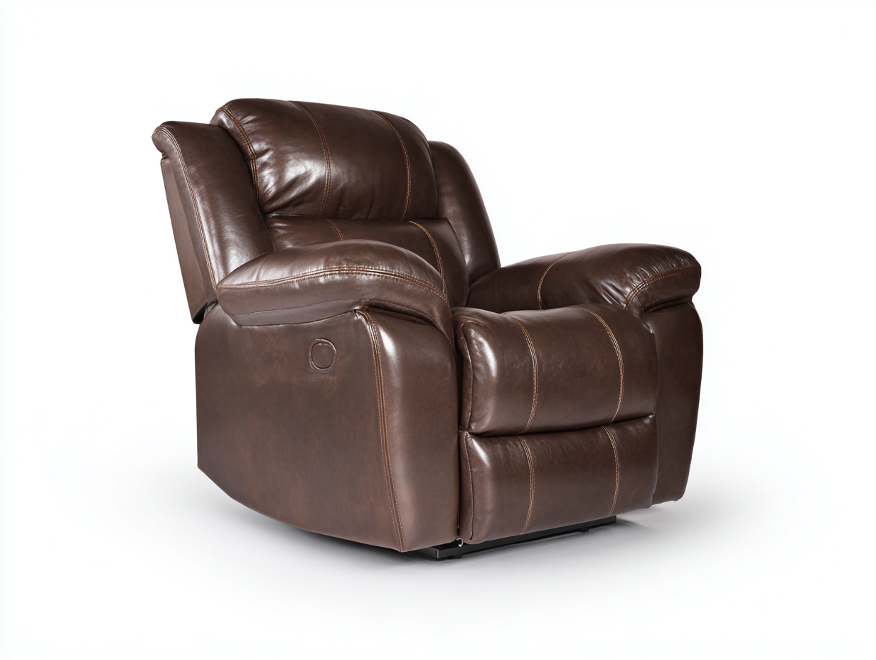 Sillón reclinable con reposabrazos de cuero acolchado 98x94x106 cm - marrón - diseño ergonómico-Pinemyyard