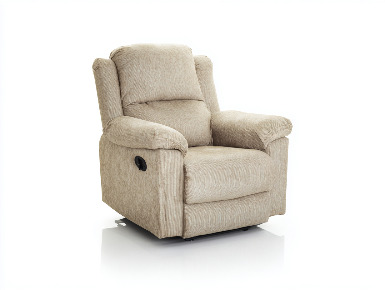 Sillón reclinable con reposabrazos de tejido acolchado 94x92x108 cm - beige - diseño relajante-Pinemyyard