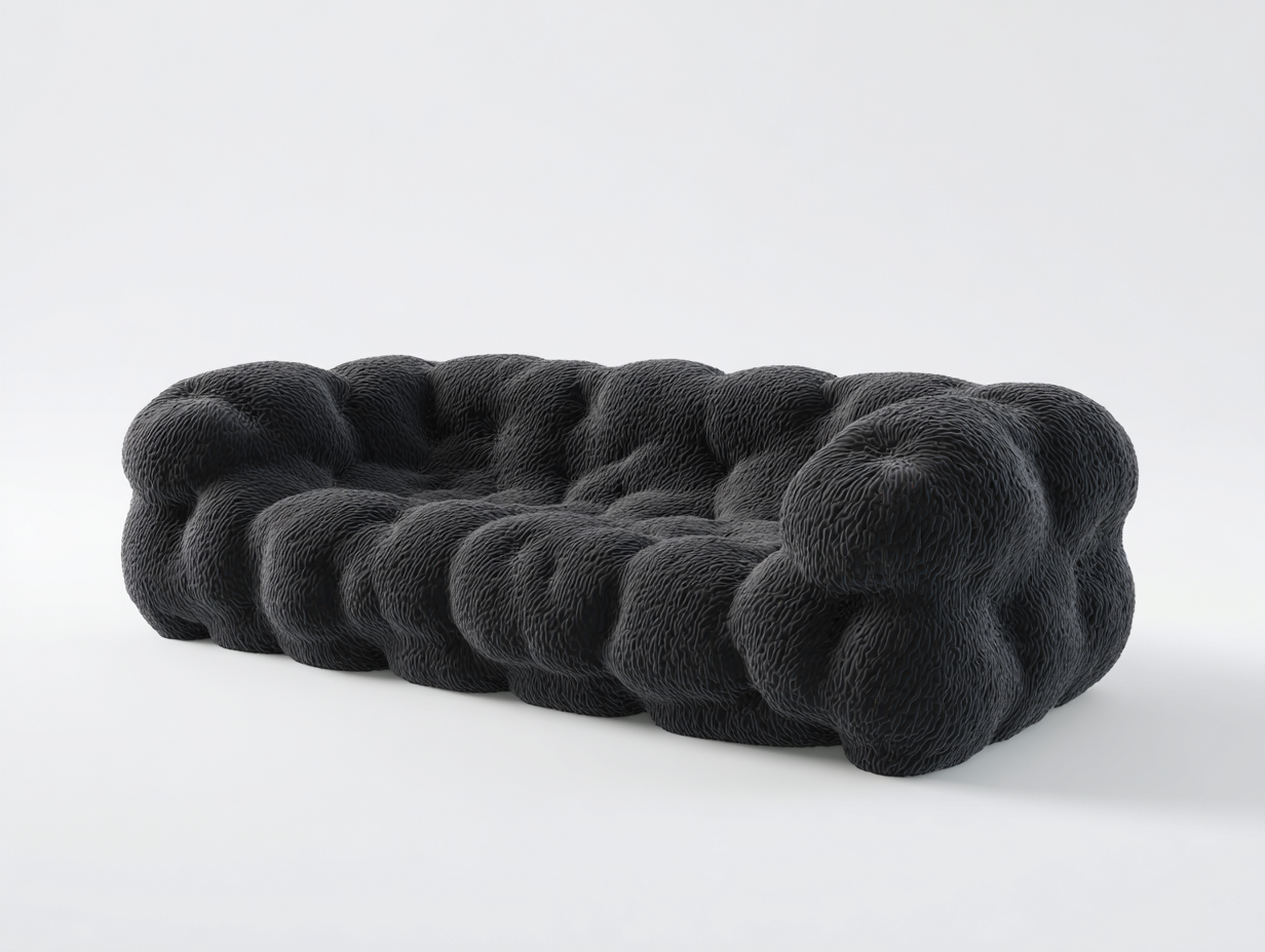 Sofás modulares de tejido tipo pelo 240x95x65 cm - negro - diseño contemporáneo-Pinemyyard