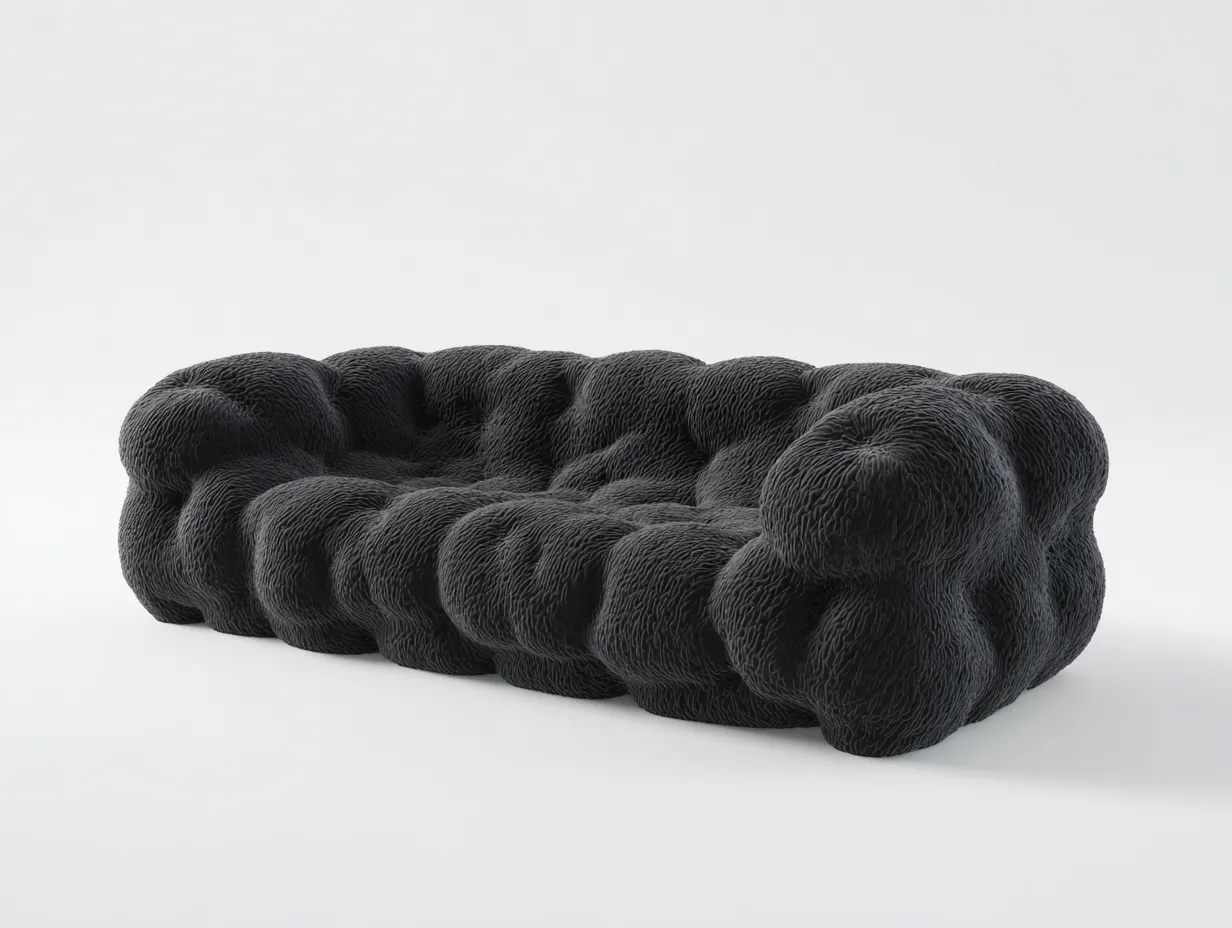 Sofás modulares de tejido tipo pelo 240x95x65 cm - negro - diseño contemporáneo-Pinemyyard