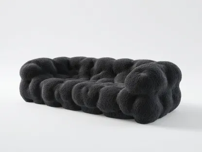 Sofás modulares de tejido tipo pelo 240x95x65 cm - negro - diseño contemporáneo-Pinemyyard