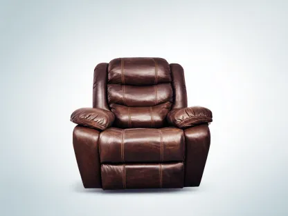 Sillón reclinable con reposabrazos de cuero acolchado 100x92x108 cm - marrón - diseño confortable-Pinemyyard