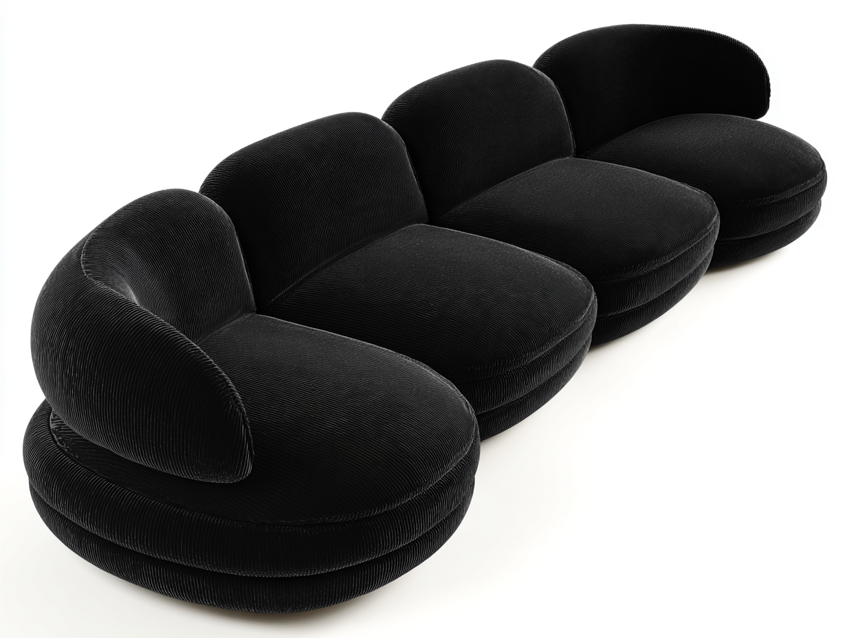 Sofás modulares tapizados en tejido de pana 295x120x70 cm - negro - para salón - diseño contemporáneo-Pinemyyard