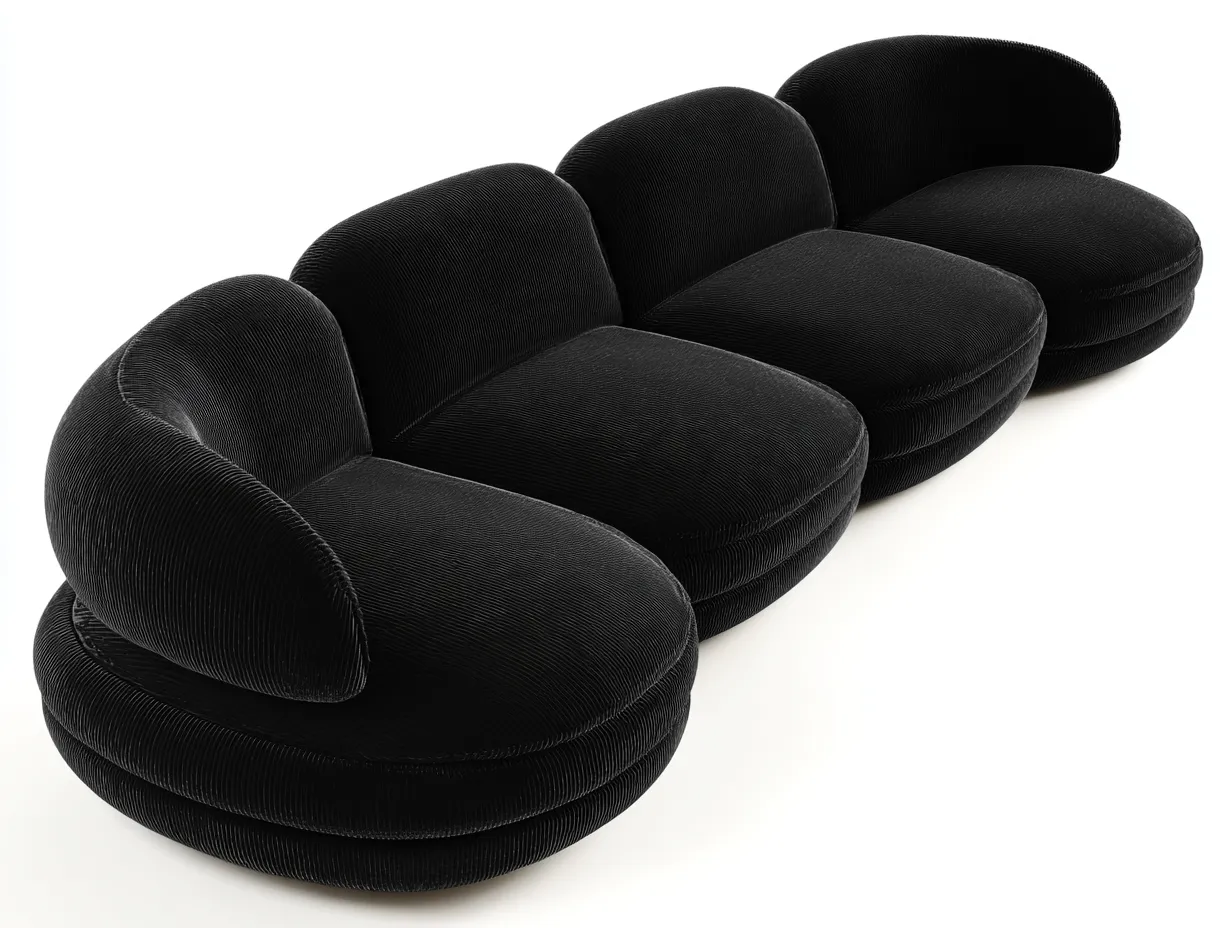 Sofás modulares tapizados en tejido de pana 295x120x70 cm - negro - para salón - diseño contemporáneo-Pinemyyard