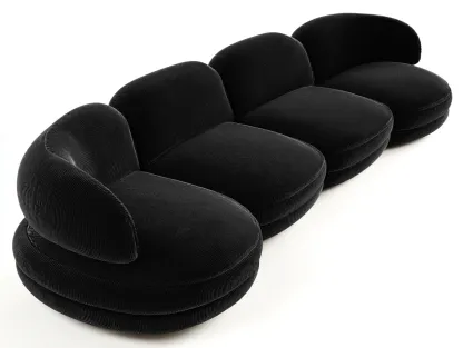 Sofás modulares tapizados en tejido de pana 295x120x70 cm - negro - para salón - diseño contemporáneo-Pinemyyard