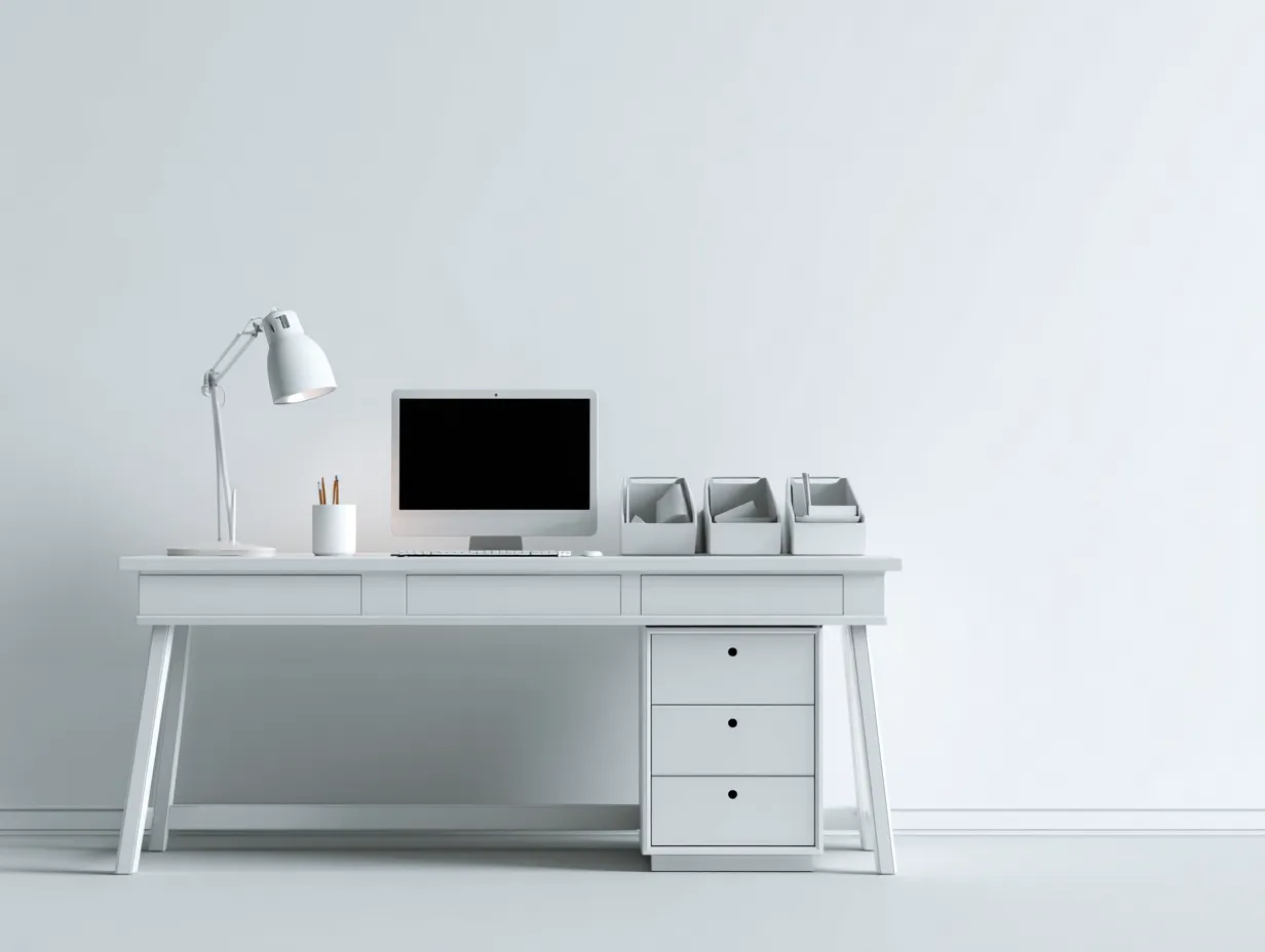 Mesa de oficina de MDF 150x60x75 cm - blanco - diseño moderno-Pinemyyard