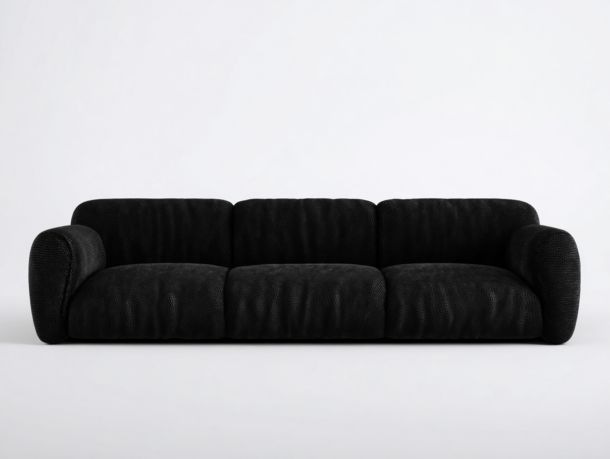 Sofás modulares tapizados en tejido bouclé 300x110x70 cm - negro - para salón - diseño contemporáneo-Pinemyyard