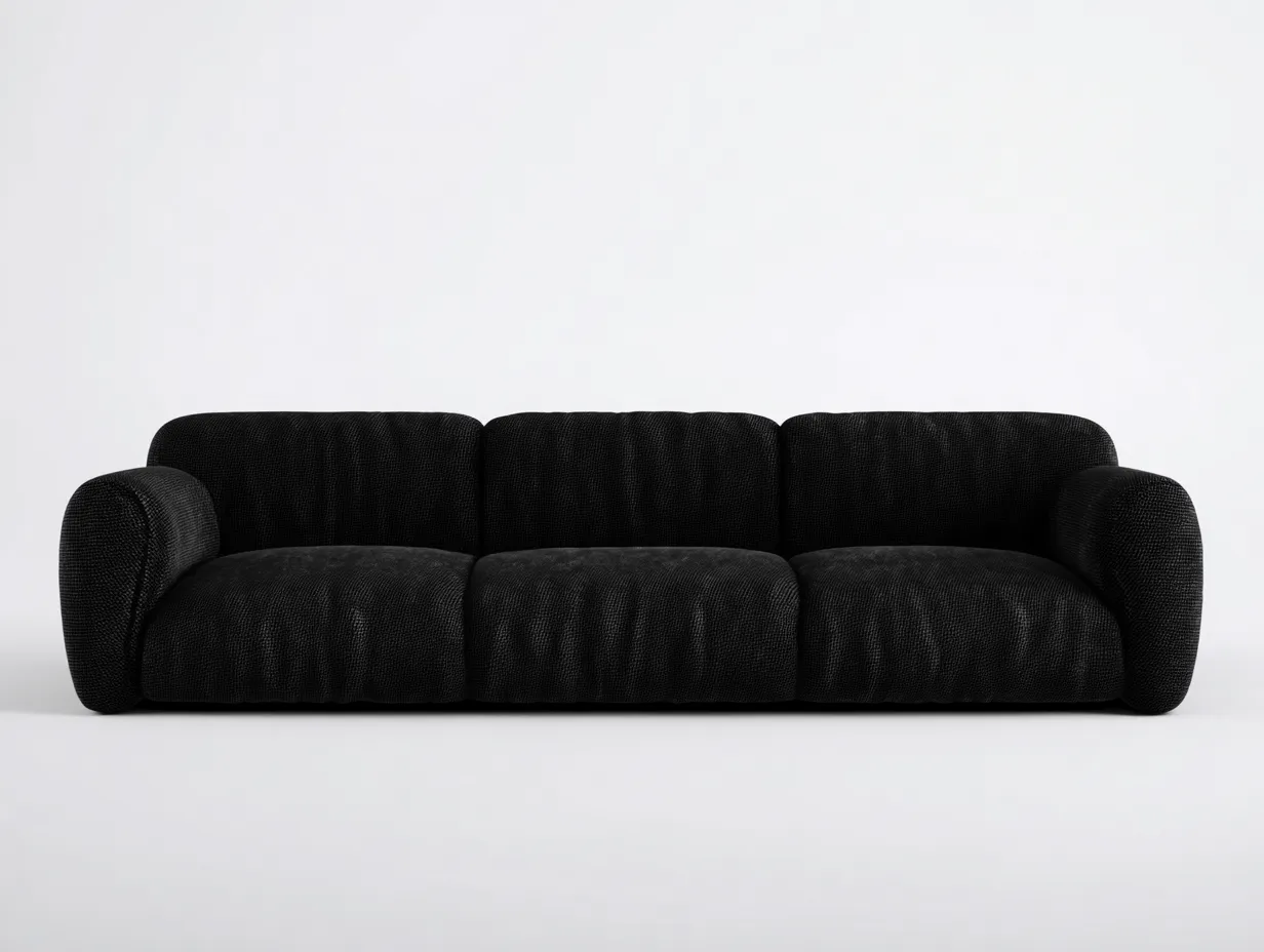 Sofás modulares tapizados en tejido bouclé 300x110x70 cm - negro - para salón - diseño contemporáneo-Pinemyyard