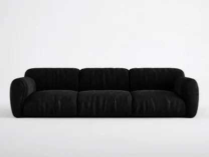 Sofás modulares tapizados en tejido bouclé 300x110x70 cm - negro - para salón - diseño contemporáneo-Pinemyyard