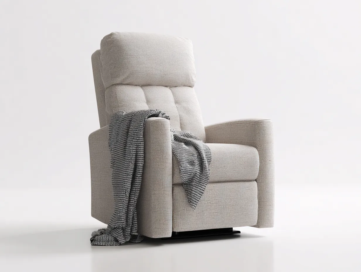 Sillón reclinable con reposabrazos de tejido acolchado 95x90x105 cm - beige - diseño confortable-Pinemyyard